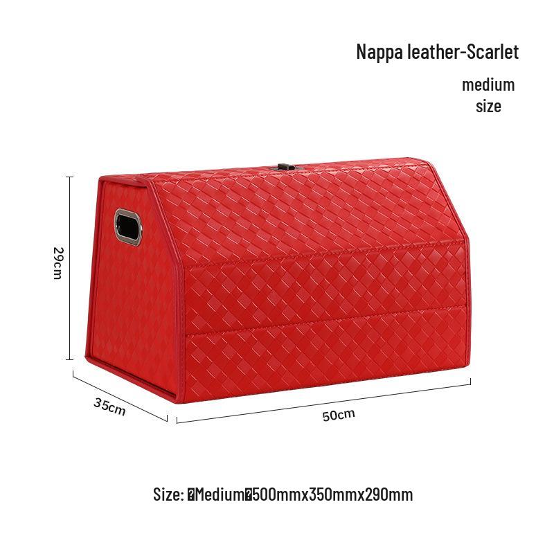 Großer Kofferraum-Organizer für das Auto, Leder mit Schafsfellmuster, Aufklappbares faltbares Design.