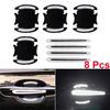 8x Reflective Car Door Handle Strip Safety Protective Film Sticker Xmas Gift US