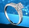 2 Row Luxurious CZ Rings Female  Sterling Silver Ring Bijoux White 4 Prong Zirconia Wedding Rings for Women