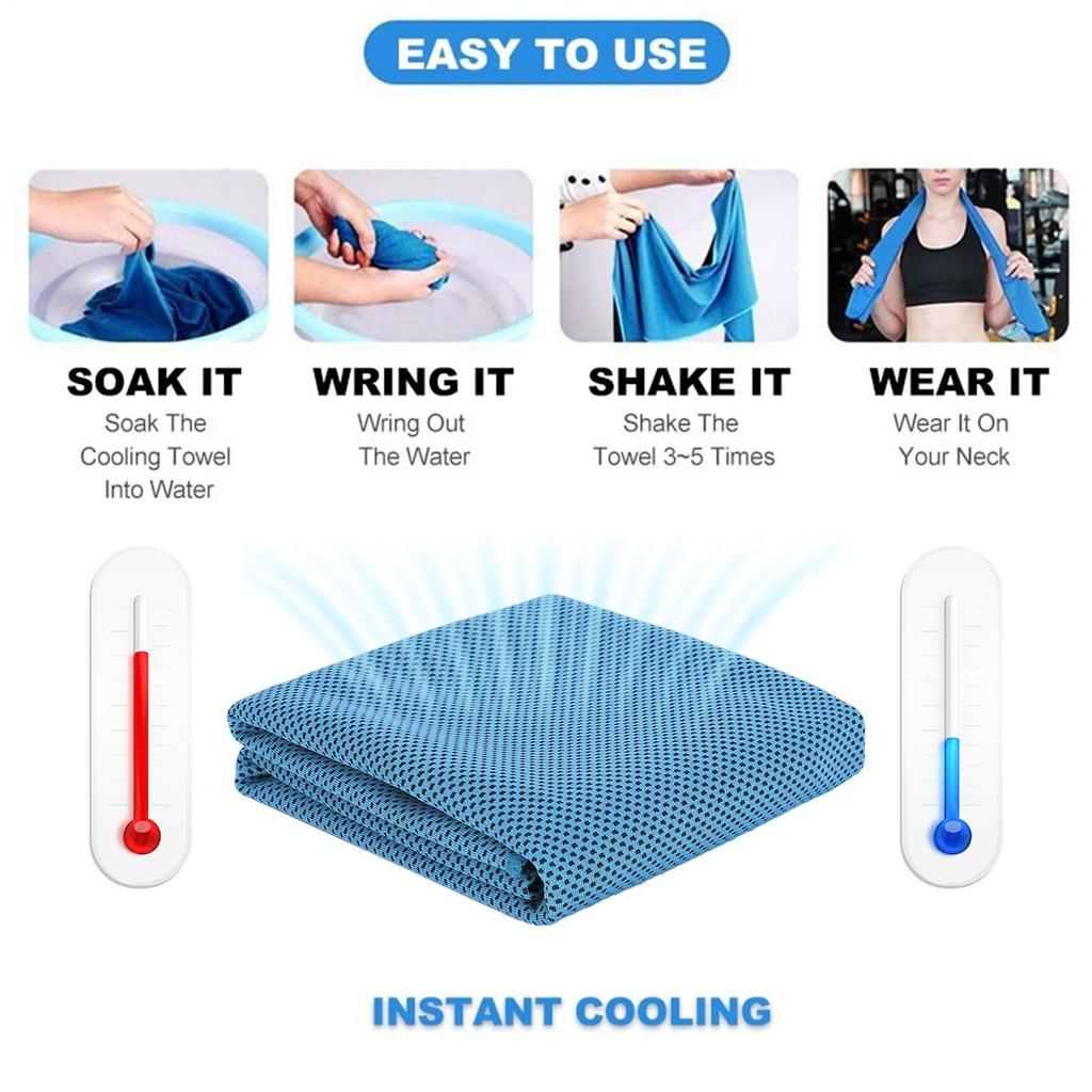 Cooling Towel Instant Relief Microfiber Cool Towels Chilling Neck Wrap Ice Cold Rags for Sports Fitness Camping Cycling Hiking
