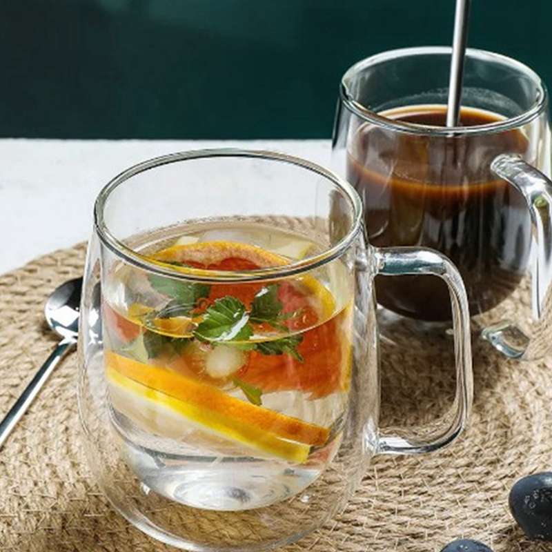 250/350ml Double-layer Transparent Glass Coffee Cup with Handle Glass Coffee Mug Heat-resistant Espresso Cup Tea Drink Cups