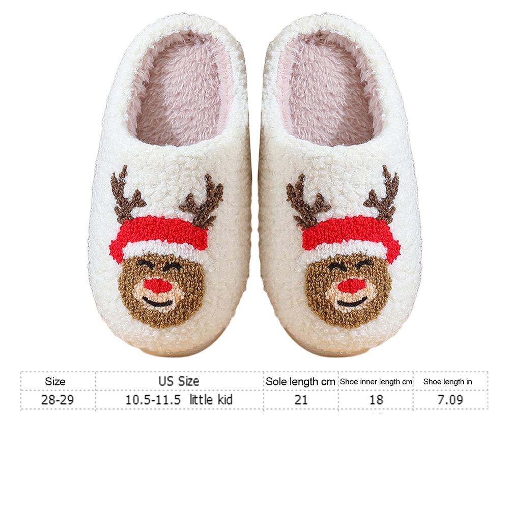 Children Christmas Cotton Slippers Breathable Thick Sole House Shoes Thicken Fluffy Flat Home Shoes for Winter Autumn