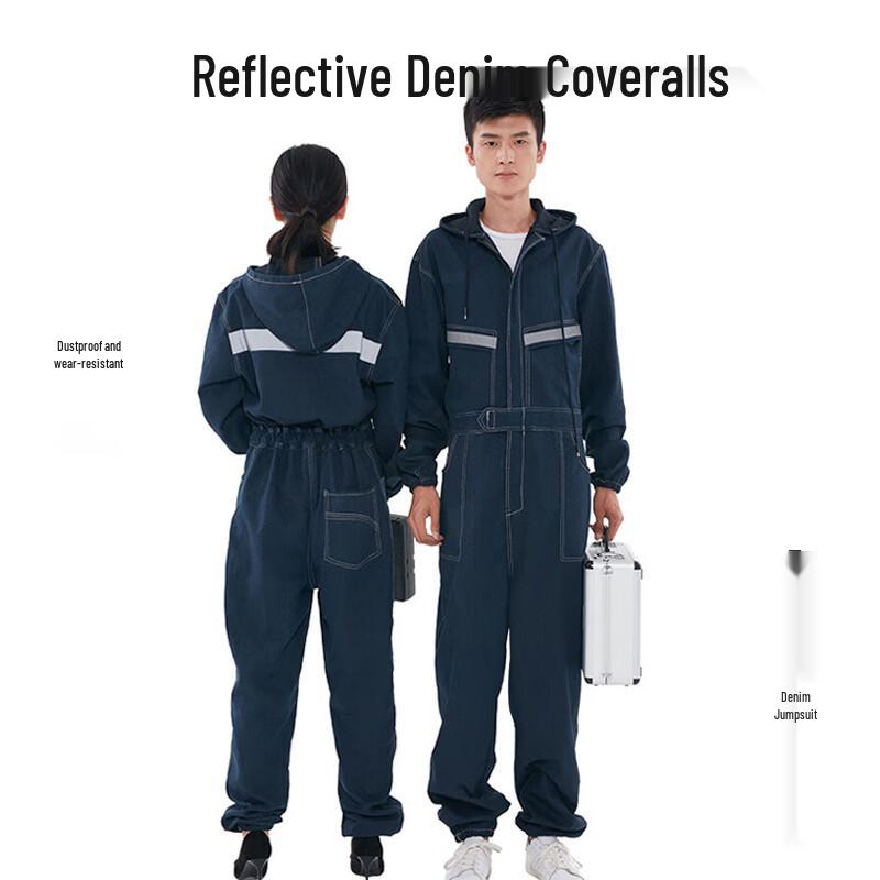Men s Denim Reflective Work Coverall 2XL