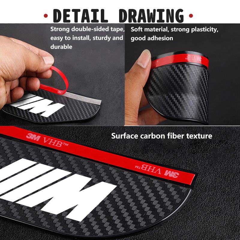 2PCS Car Rearview Mirror Sticker Rain Eyebrow Protector Cover For BMW Performance M E87 E30 E46 E28 F35 G20 E93 F20 X3 X