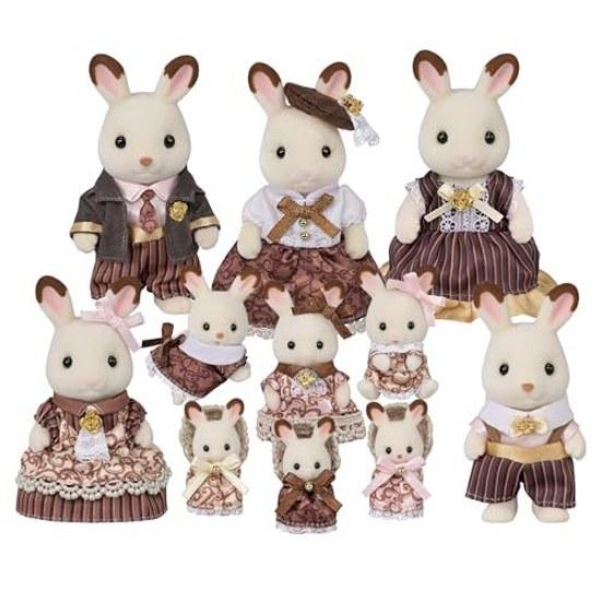 Sylvanian Families Doll Chocolat Rabbit Family Anniversary Set C-74 ST Mark Certified Ages 3 Up Toy Dollhouse EPOCH