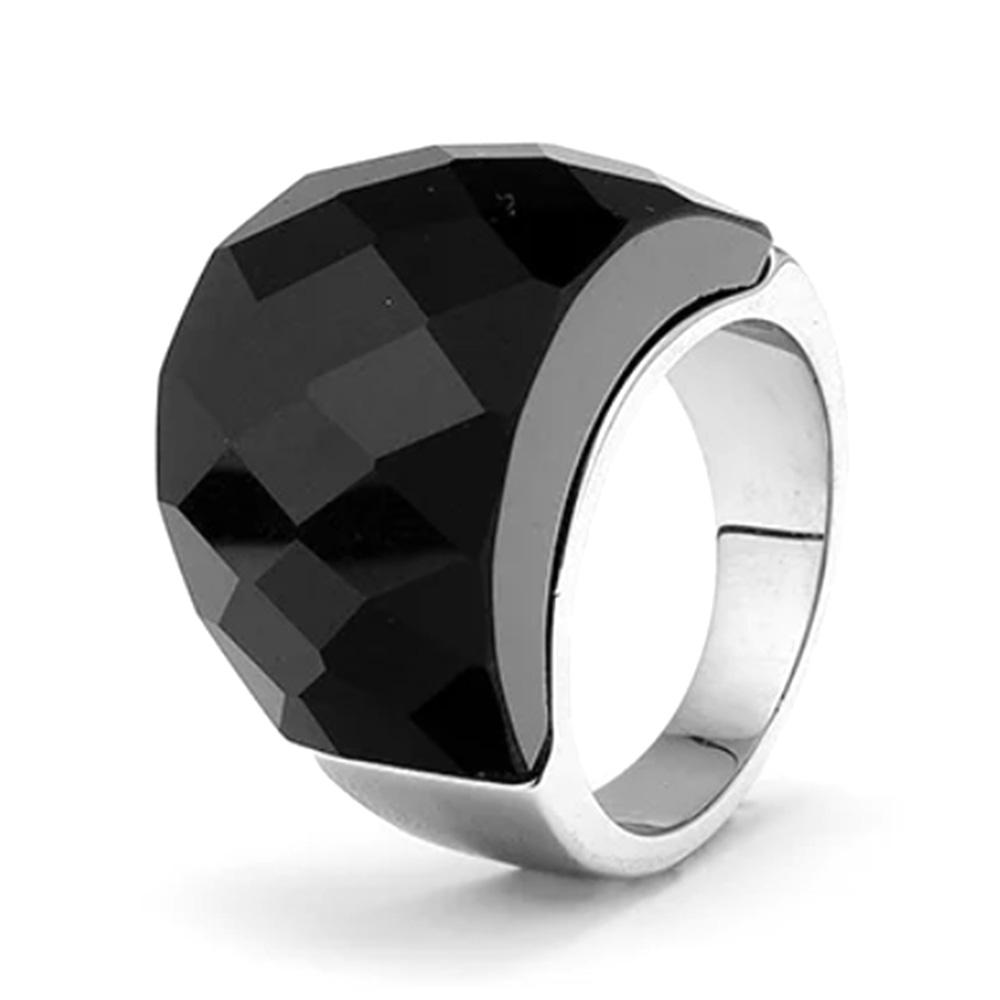 Titanium Steel Bold Gradient Ring Semi-Transparent Multi-Color Zircon Jewelry Edgy Stackable Everyday Accessories