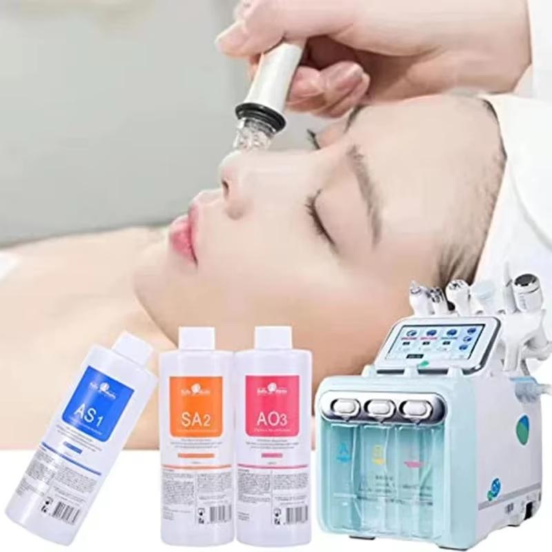 3 Pc 1200ml AS1 SA2 AO3 Aqua Peel Solution Facial Serum for Dermabrasion Deep Cleaning Home Salon Skin Care