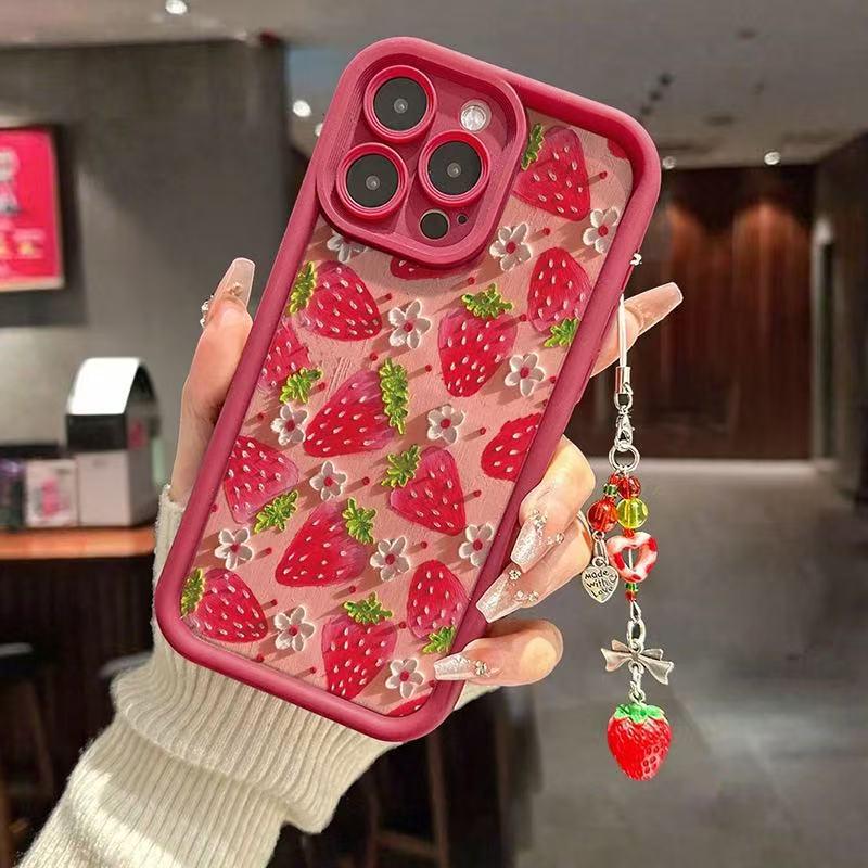 Strawberry Bracelet Matte Case for iPhone 13 Pro/17/15 Pro Max