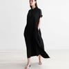 Johnature Short-sleeved Shirt Dress Women Korean Loose Drawstring Summer Casual Simple Turn-down Collar Loose Dresses
