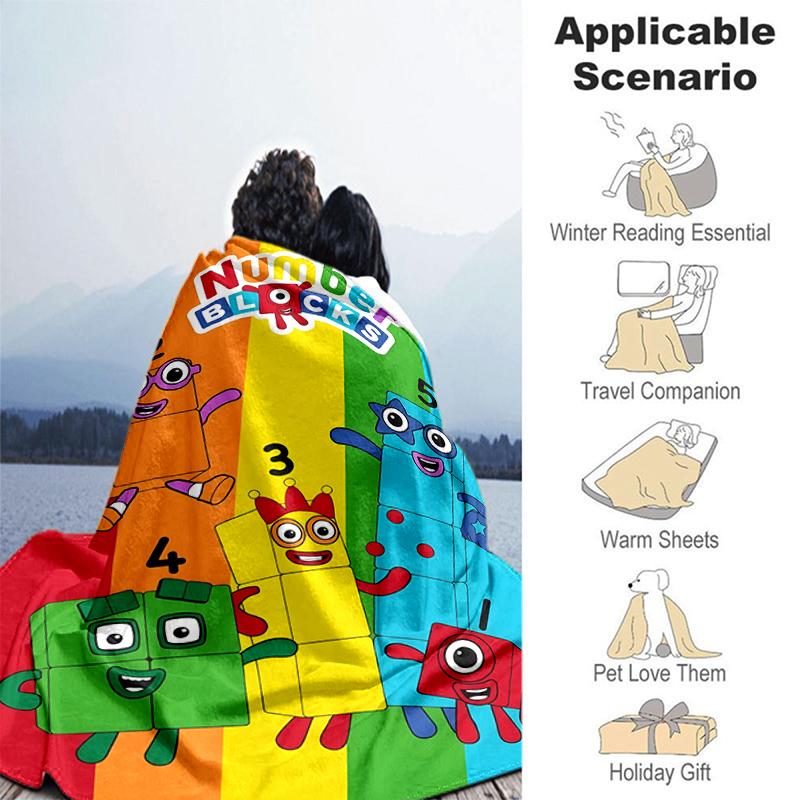 1pc Blanket Numberblocks7 Print Design, Lightweight Blanket for Sofa, Bed- Soft &Warm, Gift for All Seasons like Christmas, Halloween