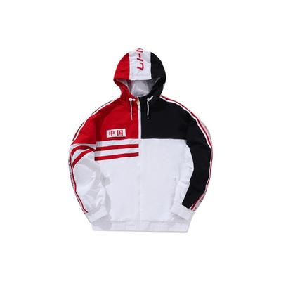 Li Ning Retro Kurtka z kapturem Męska Odzież wierzchnia Biała Czerwona AFDN371-1