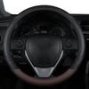 1PC New PU Leather Splicing Leather Anti-slip Wear Four Seasons Universal Steering Wheel Cover Black pink