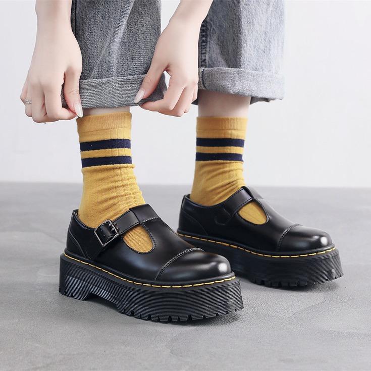 Mary Jane Damenschuhe, Low-Top Dicksohlige Schnallen-Martin-Stiefel, Britischer Stil Erhöhende Plateau-Stiefel