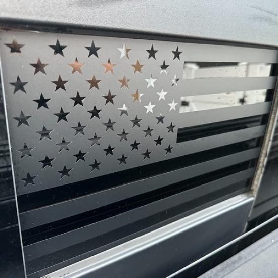 2015-2024 Ford F150 F250 F350 Back Middle Window American Flag Decal Sticker BLK