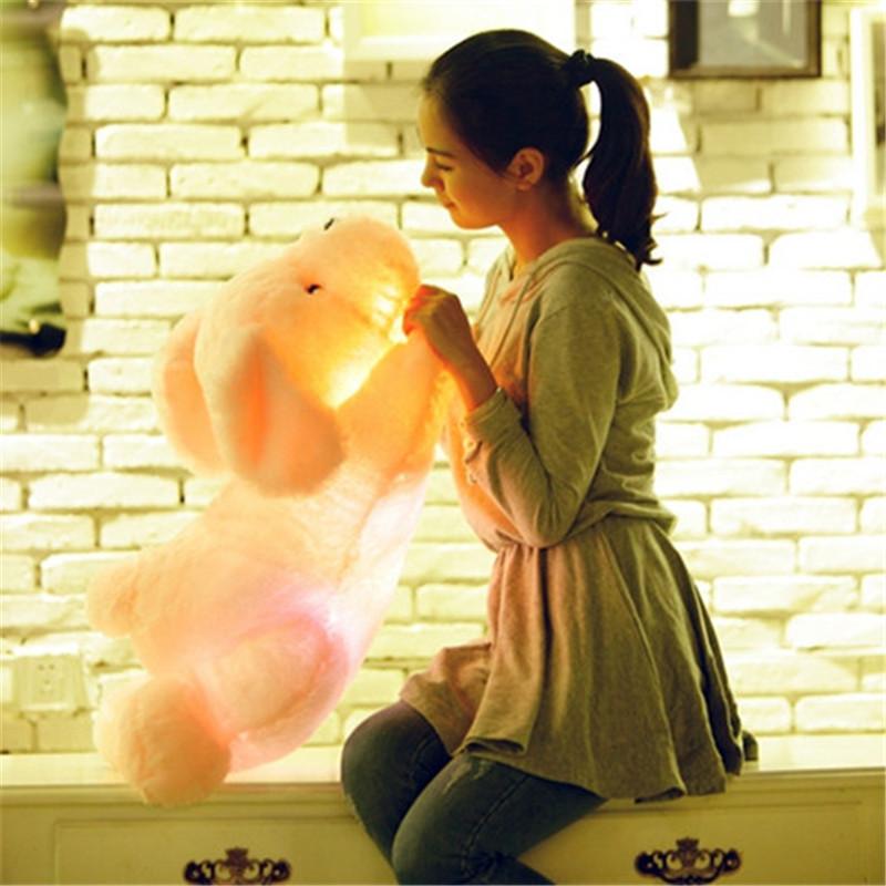 Kawaii Yaratıcı Gece Lambası LED Sevimli Köpek Peluş Oyuncak ve Peluş Oyuncaklar Bebek Çocuklar Çocuk Arkadaş İçin En İyi Doğum Günü Noel Hediyesi