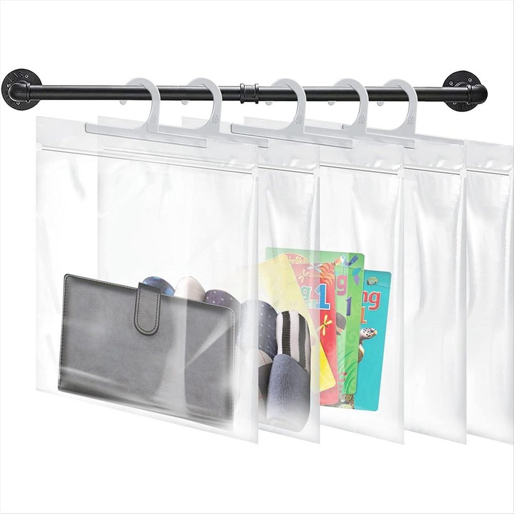 BHBL Hanging Storage Bags 24 Pack, Large Hook 10 X 12.5-Inch Clear Plastic Bags for Classroom, Library and Pharmacy