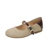 Soft leather Mary Jane single shoes, flat-soled splicing color doll shoes, soft-soled non-slip beanie shoes, single shoes