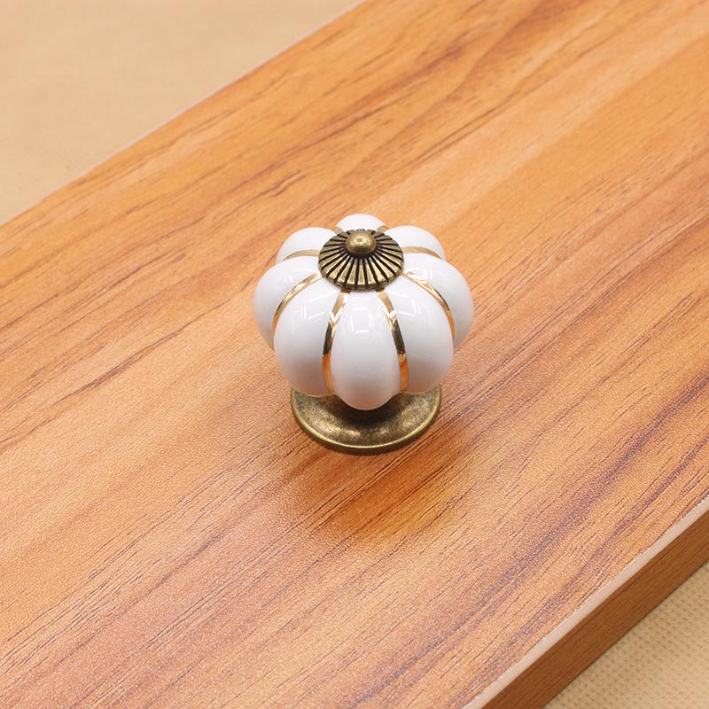 Vintage Furniture Handle Door Knobs Furniture Drawer Cupboard Kitchen Pull Handle Pumpkin Ceramic Cabinet Handles Retro Hardware