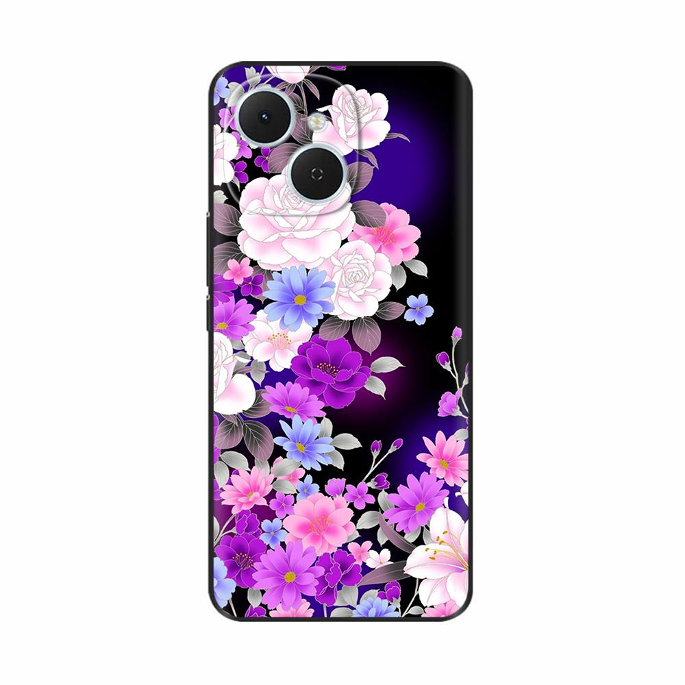 For Tecno Spark 40C Case Flowers Soft Silicone TPU Phone Cases For Tecno Spark 40C Shockproof Cool Wolf Flowers Protective Cover