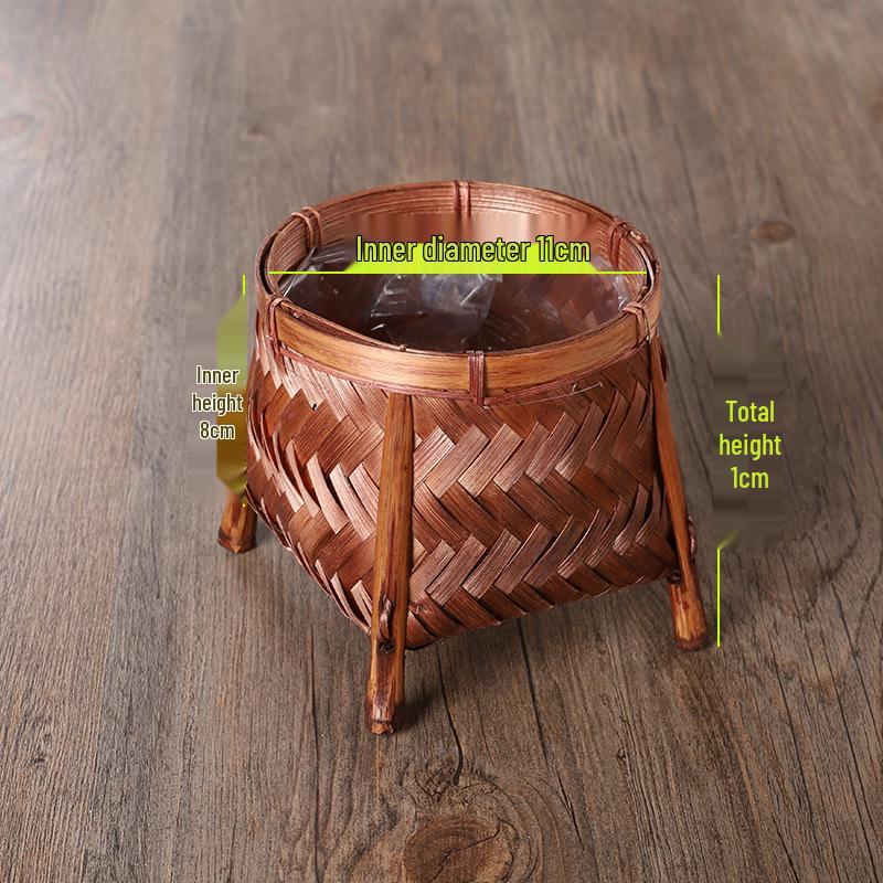 Bamboo Weaving Decorative Flower Pot Cover and Arrangement Basket - Handmade Retro Vase and Green Dill Storage