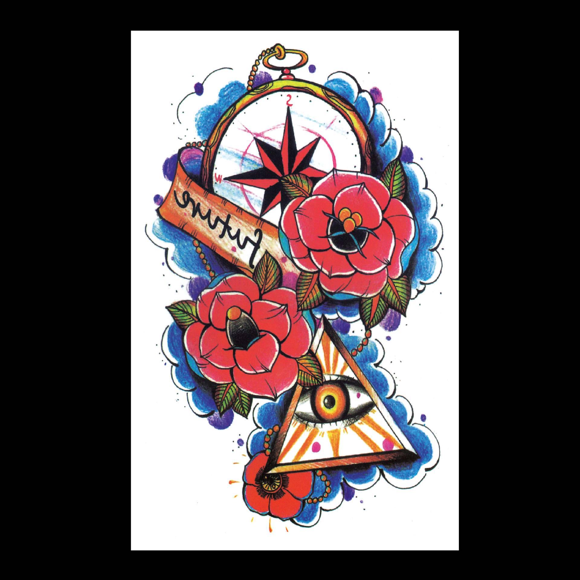 

Водонепроницаемые наклейки для татуировки: Волк, Карп, Гуань Гун, Череп, Пламя, Гейша, Крест, Сова, Цветы 12*19cm