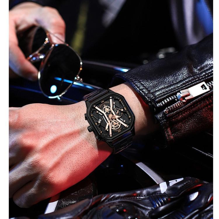CRRJU Orologio Da Uomo Al Quarzo – Cronografo, Cinturino In Pelle Nera, Impermeabile 3ATM, Cassa In Lega 42 Mm, Regalo Con Scatola Di Lusso