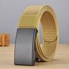 New toothless iron sheet automatic buckle nylon belt for men's outdoor leisure, breathable canvas belt, versatile pants belt