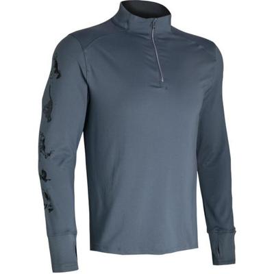 Run LAA Letter Pattern Print 1/4 Zip Running Slim Fit Sports Stand Collar Long Sleeve T-Shirt Men Tops Gray 1379305-002