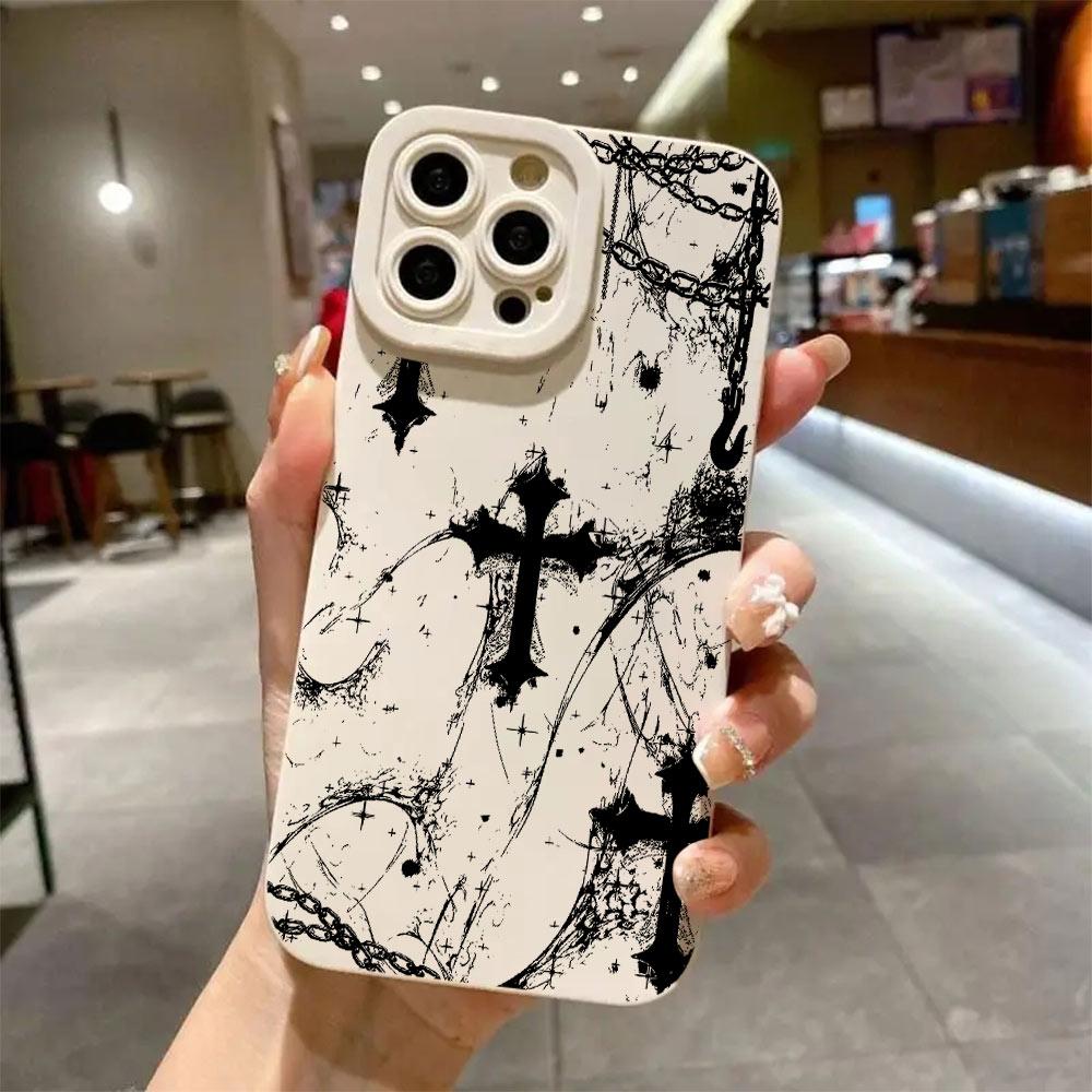 

Luxury Dark Gothic Cross Mark Phone Case For Samsung Galaxy S26 S25 S24 S23 S22 S21 S20 Note20 Edge FE Plus Ultra 4G 5G Soft Samsung S23 5G