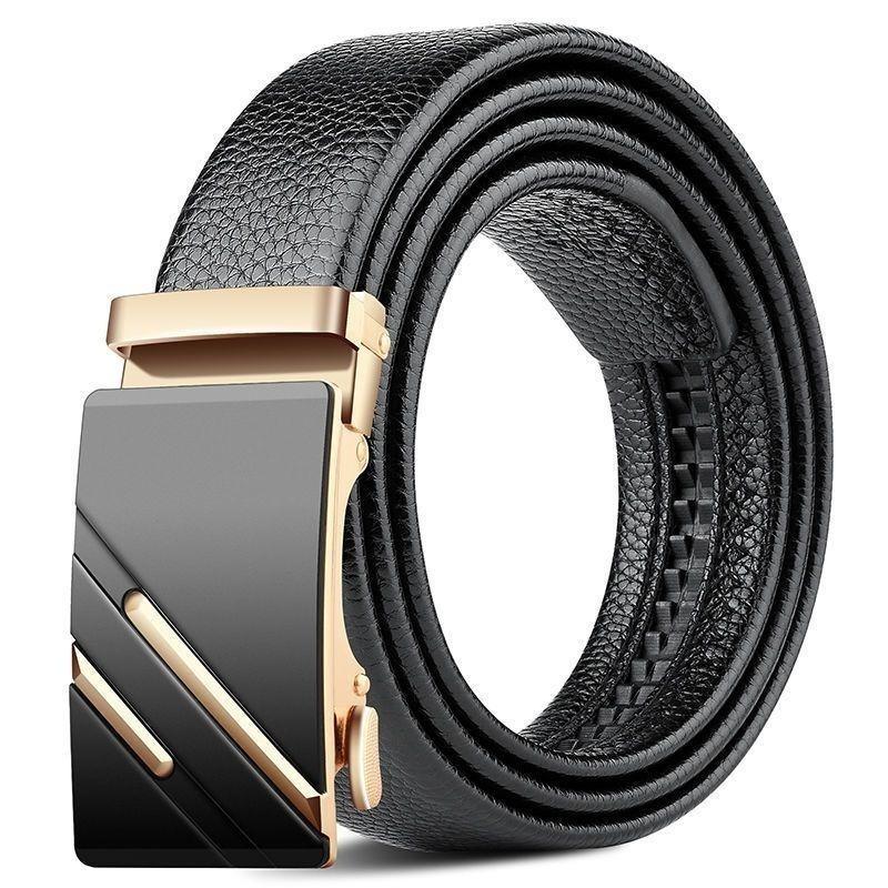 Men's Durable Automatic Buckle Leather Belt - Versatile Youth Business Trend Waistband