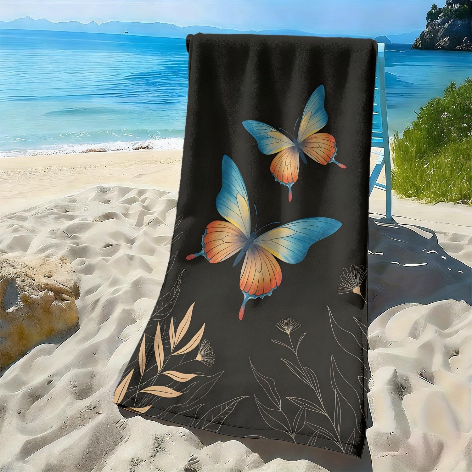 

Dreamy butterfly with splendid patterns polyester microfiber beach towel is highly absorbent suitable swimming and beach outings W30*H60(CM)
