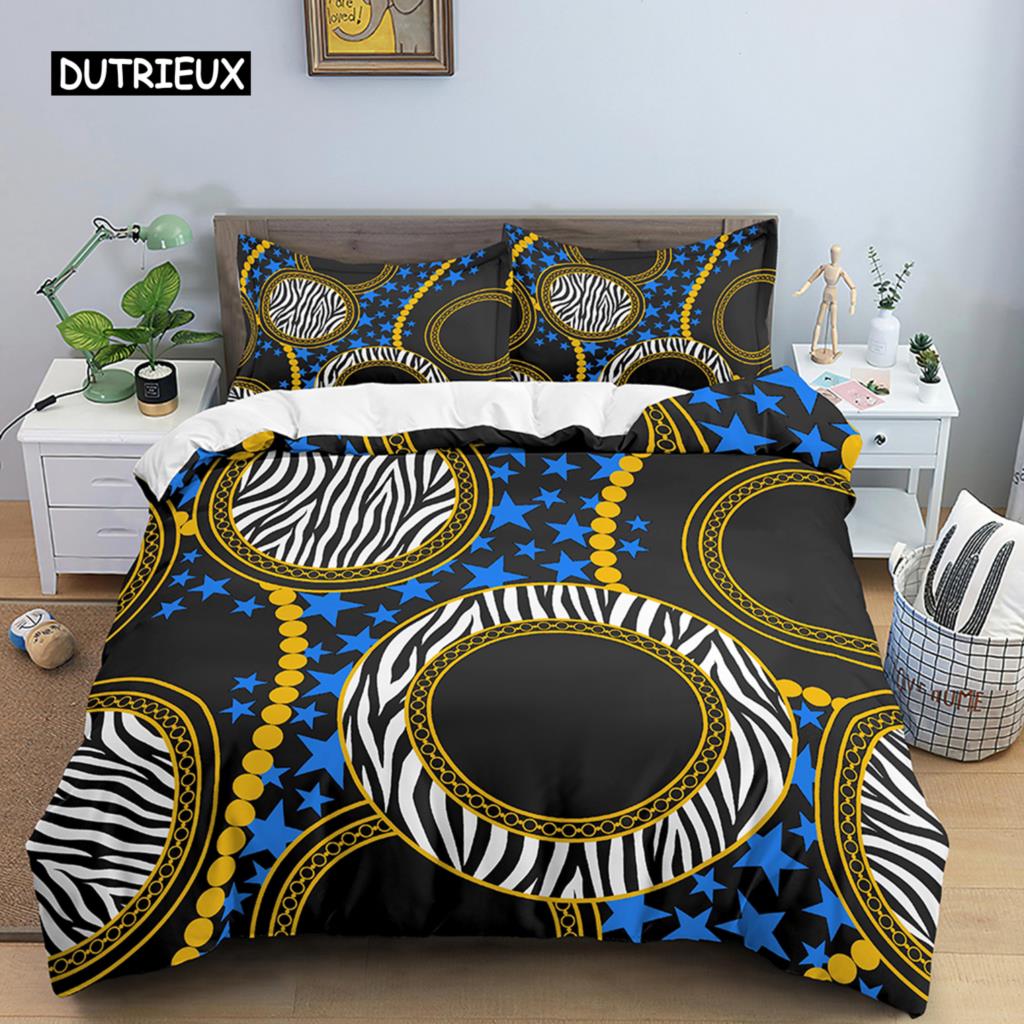 

Пододеяльник с принтом золотой цепи, комплект из 2/3 предметов, роскошный комплект постельного белья размера King Queen, пододеяльник из микрофибры в скандинавском стиле EU single(135x200cm)