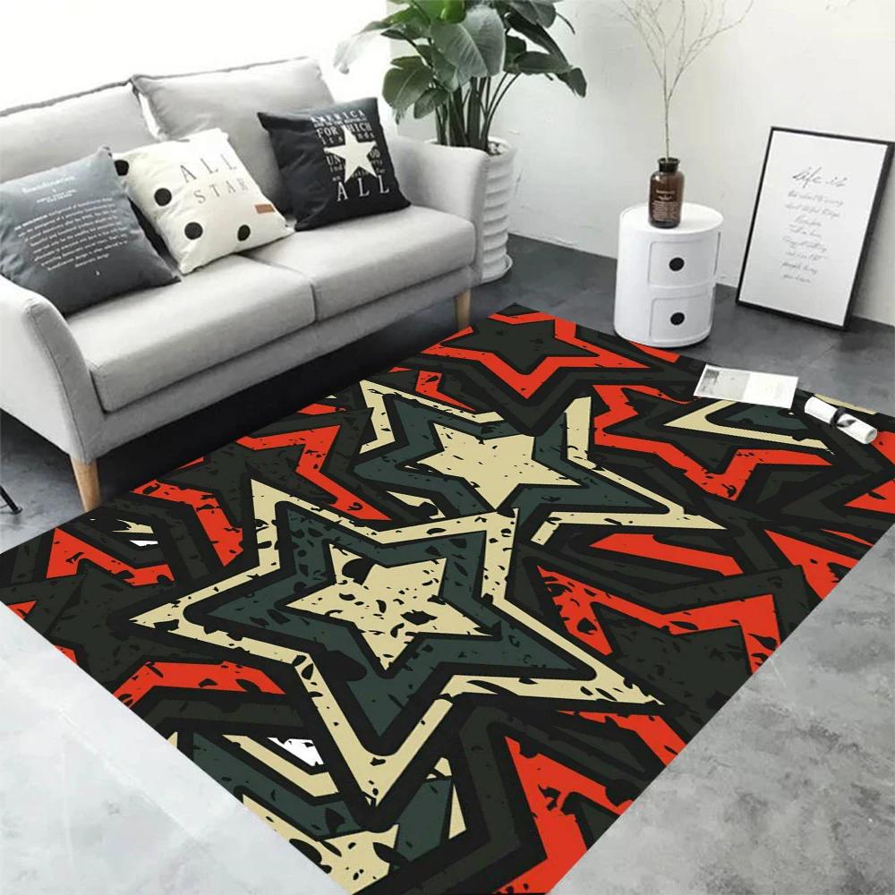 Dopamine Style Light Luxury Carpet Art Simple Rainbow Colorful Living Room Bedroom Bedside Decoration Washable Floor Mat