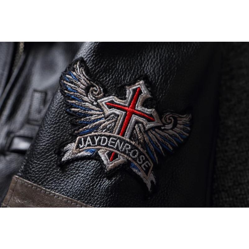 Chinese Size Embroidery Patches Motorcycle Jackets Top Layer Genuine Cowhide Men Leather Jacket Riding Biker Clothing Short Coat Autumn