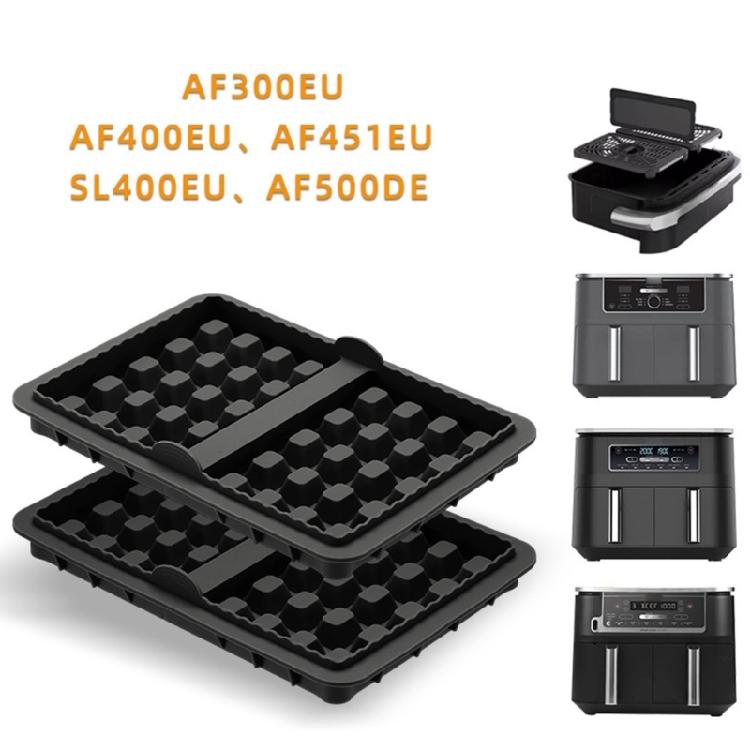 2Pieces Air Fryers Compatible Waffle Pan Set Silicone Bakeware with Handle Oven Safe Waffle Molds for Easy Removal