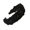 Korean Black Diamond Pleated Satin Headband: Non-Slip Wide-Brim Hair Accessory