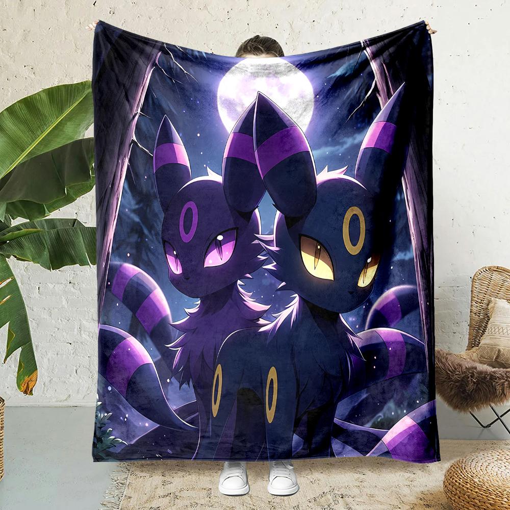 1PC Japanese Games E-Eevee Umbreon Cartoon Blanket Anime Soft Fluffy Plush Blanket Sofa Office Quilt Throw Picnic Beach Towel