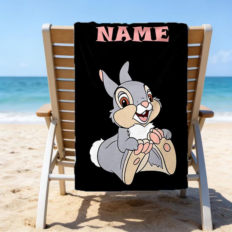 1pc Bambi1 Beach Towel with Custom Name, Beach/Swimming/Bath/Picnic/Camping Towel, Suitable for Seaside Beaches
