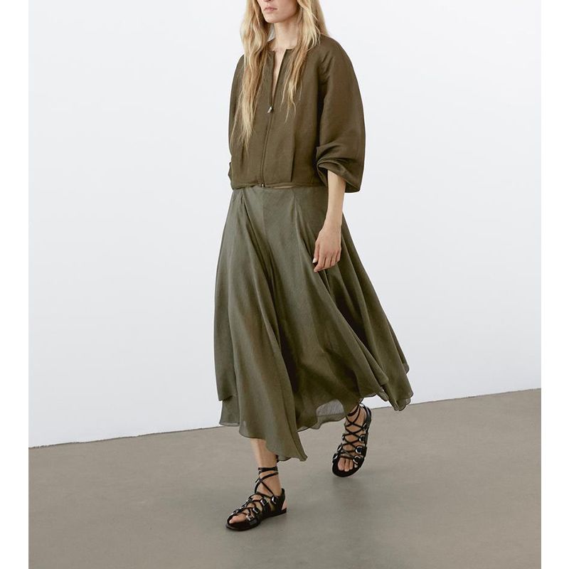 MD Spring and Summer Women's Clothing Art Department Irregular Design Skirt Draping Effect Mid Length Long Length Skirt 5266588