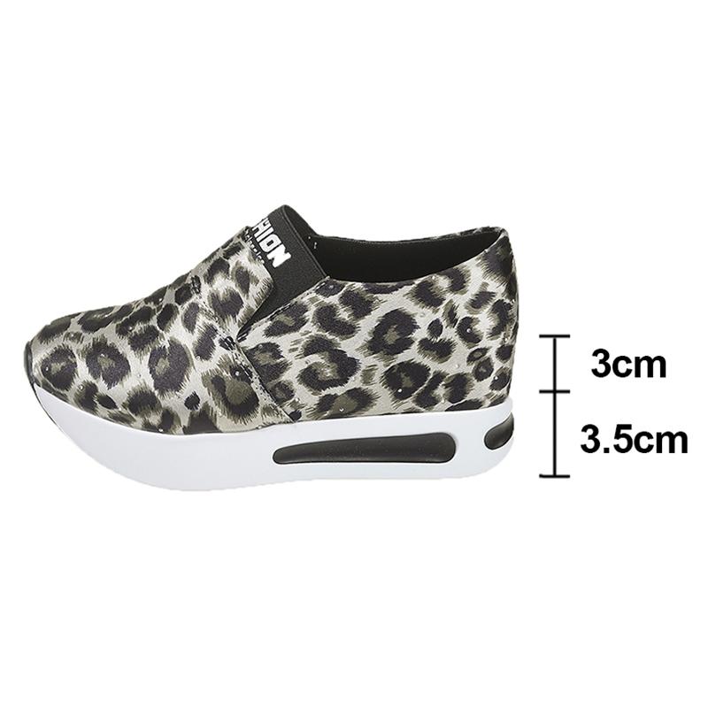 Fashion Leopard Print Casual Sports Shoes for Women Thick Bottom Slip-On Platform Sneakers Woman Lightweight Height Increasing Sneakers