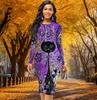 Long Sleeve Waist Tight Office Slim Fit Long Necked Animals Printing Elegant Bodycon Dress