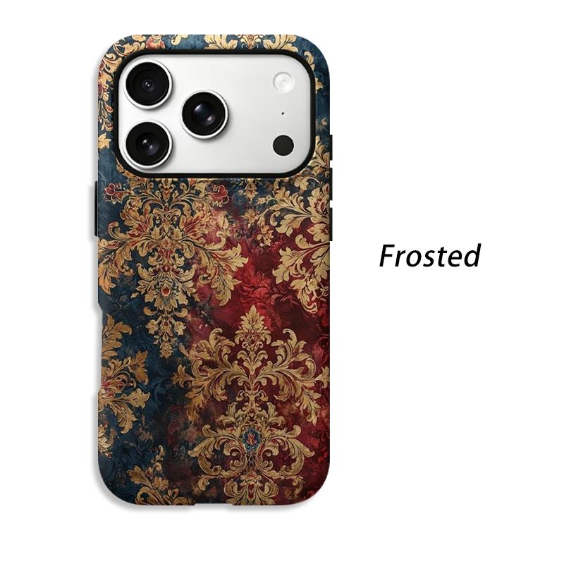 Heritage Rococo Damask Motif Art Graphic Film Aesthetic Protective Shockproof Bumper Case Cover For iPhone 14 15 16 Pro Max Plus
