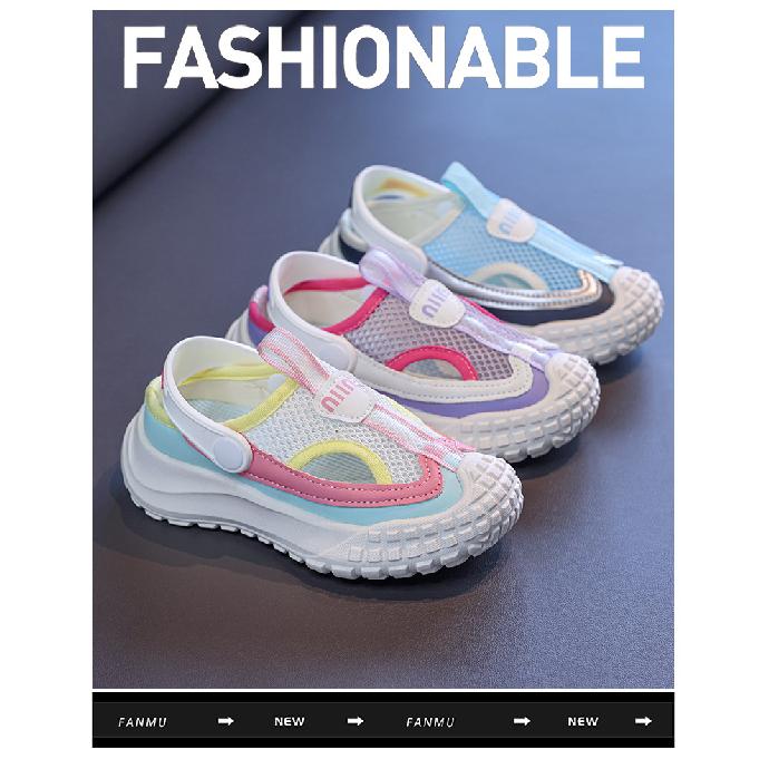 Girls' Single-strap Sports sandals2026New Summer Hollow Mesh Casual Sneakers for Little Girls and Older Children