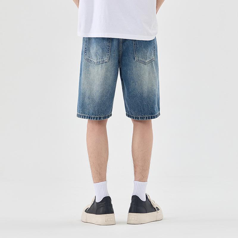 New Summer Elastic Waist Drawstring Denim Five-point Pants Fashionable New Denim Medium Pants