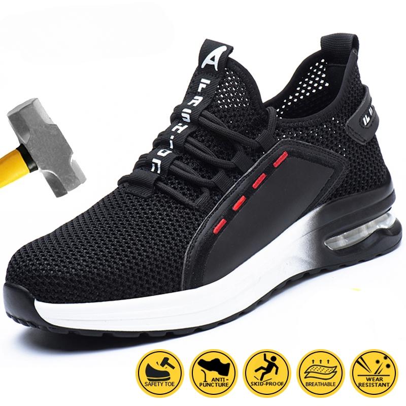 Breathable Men Work Safety Shoes Anti-smashing Steel Toe Cap Working Boots Construction Indestructible Work Sneakers Men Shoes