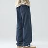 American trendy brand solid color simple and versatile splicing overalls men's loose straight elastic waist sports casual pants
