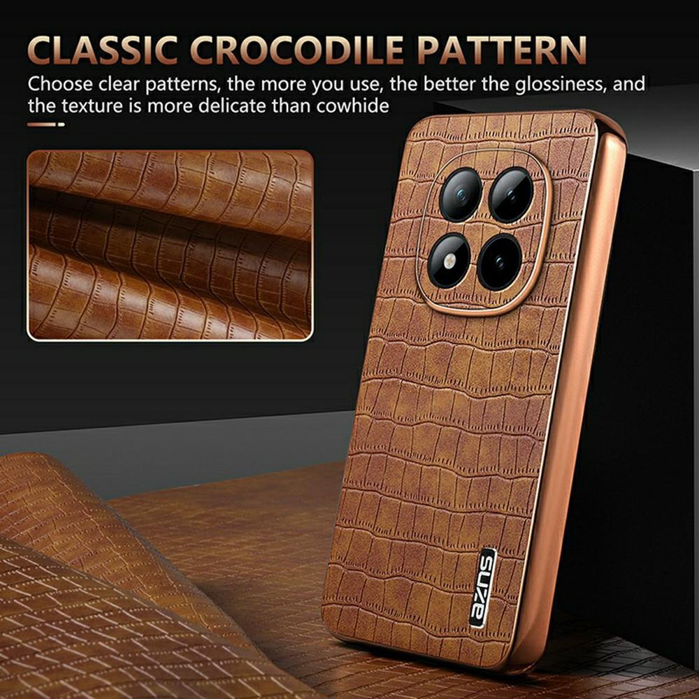 AZNS For Xiaomi Poco M8 Pro 5G/Redmi Note 15 Pro+ 5G (Global) Case Electroplating Crocodile Texture PU + TPU Phone Cover