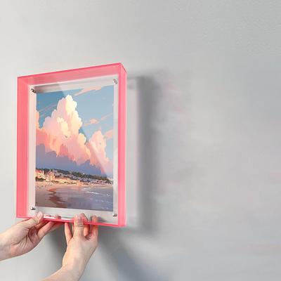 Stunning Color Acrylic Floating Photo Frame,Acrylic Picture Frame Tray,Horizontal and Vertical Formats for Tabletop Display