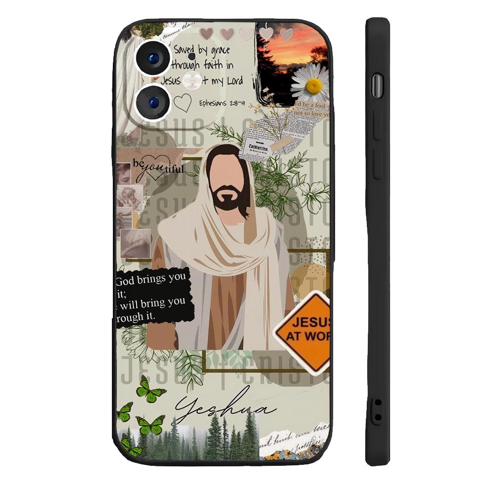 Vers der christlichen Bibel Jesus Telefonhülle Silikon weich für iPhone 16 15 14 13 12 11 Plus Pro Max Plus