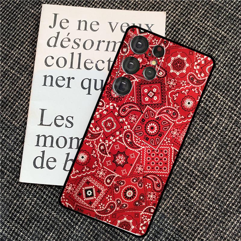 Red Bandana Paisley Case For Samsung Galaxy S25 Ultra S20 S21 S22 S23 S24 Ultra S9 S10 Plus S25 FE Back Cover